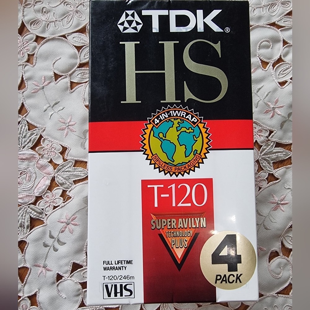 🆕️ TDK High Standard T-120 Super Avilyn Technology Plus Blank VHS Tape 4 Pack